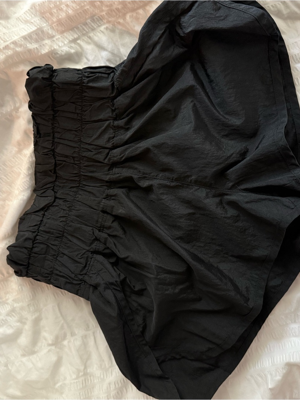 Free People Black Smocked High-Waist Athletic Shorts